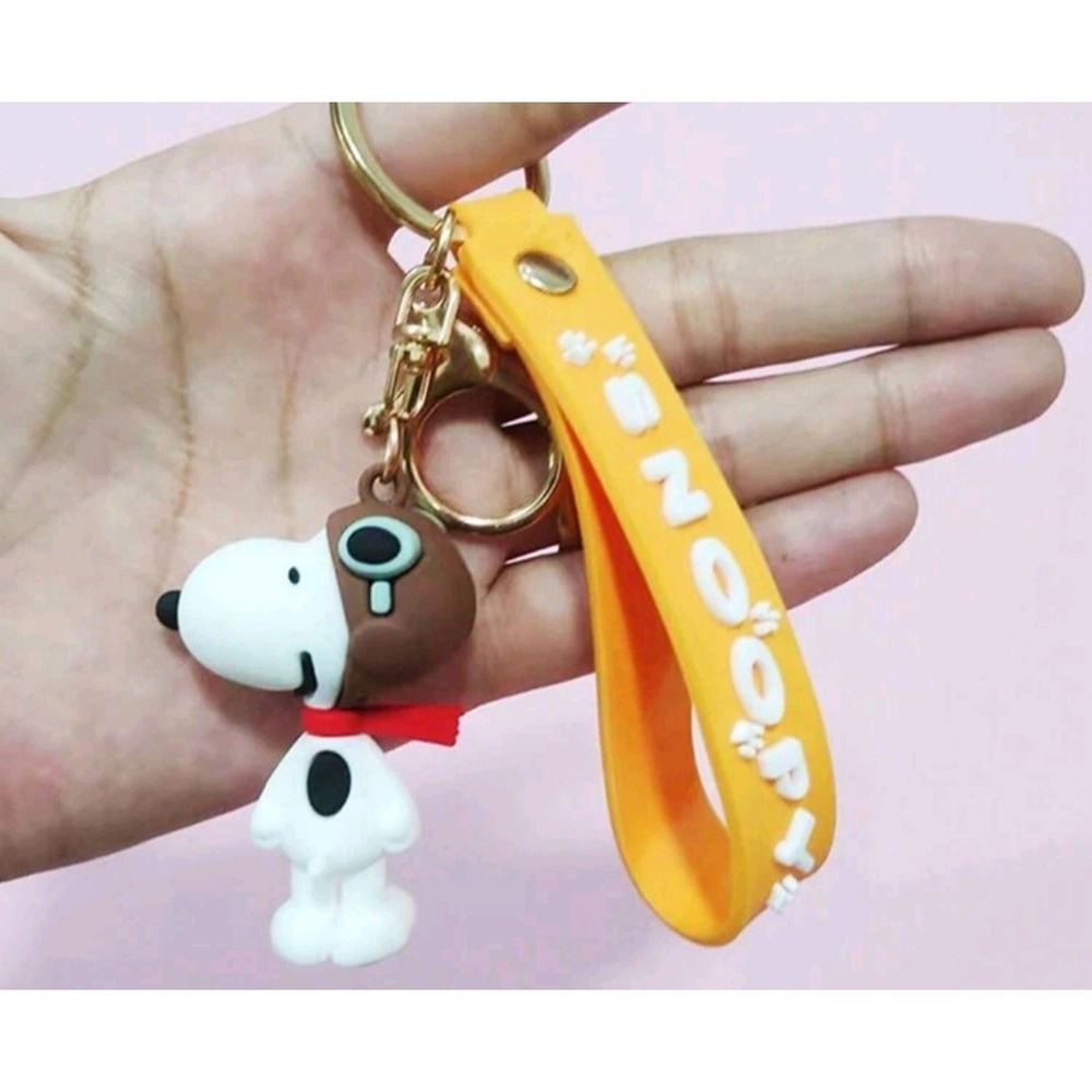 Brand New Peanuts Snoopy Flight Hat Silicone Orange 3D Charm Key‎ chain Key ring